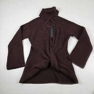 House Of Harlow 1960 Sweater Womens XS Brown Ring Cutout Turtleneck Pullover